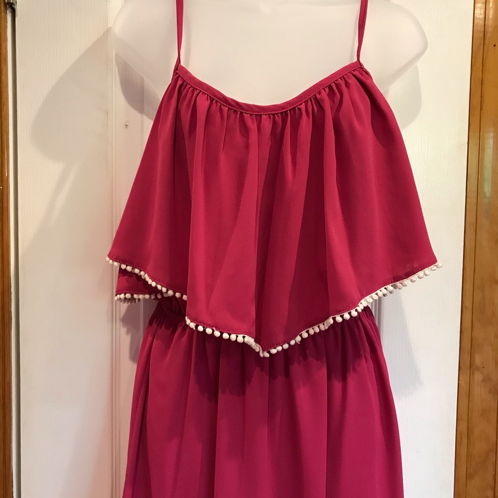 Magenta Mini Dress Sz 8 - 10 Medium NWT 
w/White Cotton Ball Tassels - Picture 5 of 16
